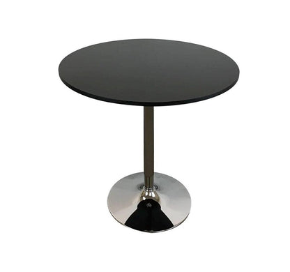 36" Black and Silver Wood and Metal Pedestal Base Round Top Dining Table HomeRoots