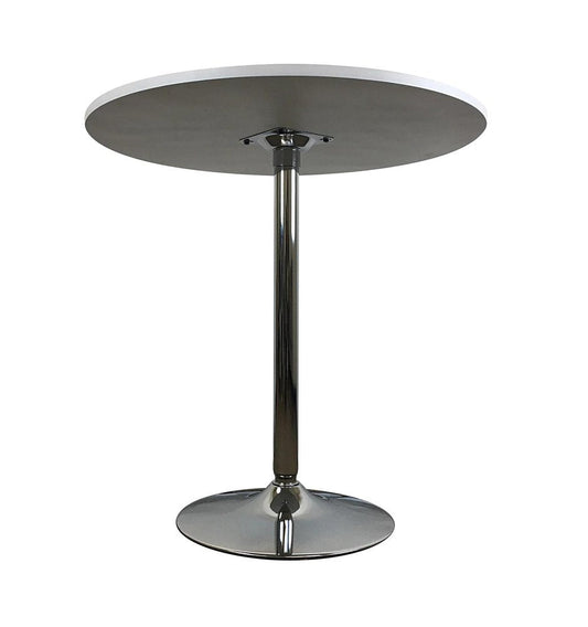 36" Black and Silver Wood and Metal Pedestal Base Round Top Dining Table HomeRoots