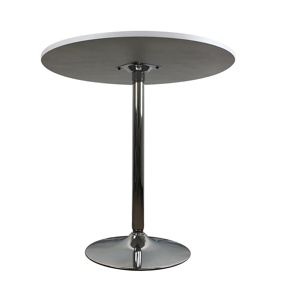 36" Black and Silver Wood and Metal Pedestal Base Round Top Dining Table HomeRoots