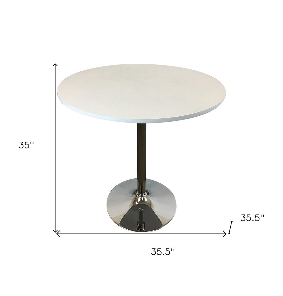 36" Black and Silver Wood and Metal Pedestal Base Round Top Dining Table HomeRoots