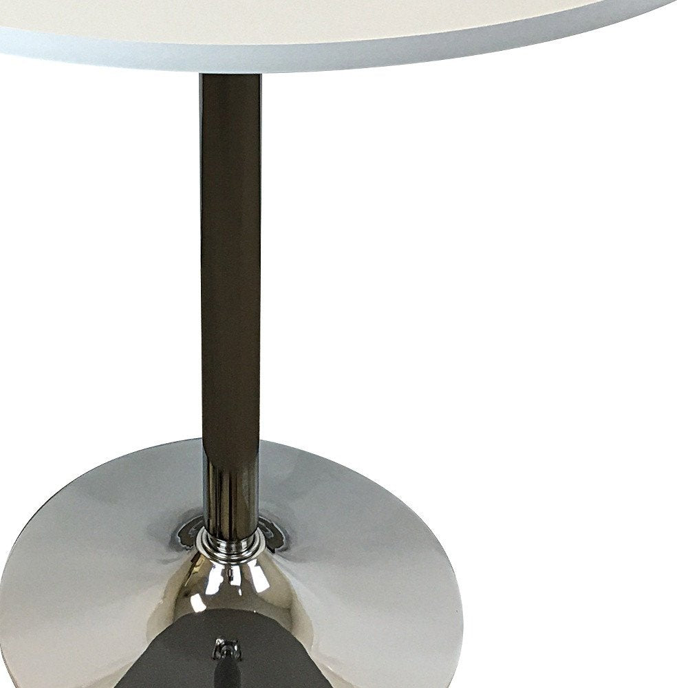 36" Black and Silver Wood and Metal Pedestal Base Round Top Dining Table HomeRoots