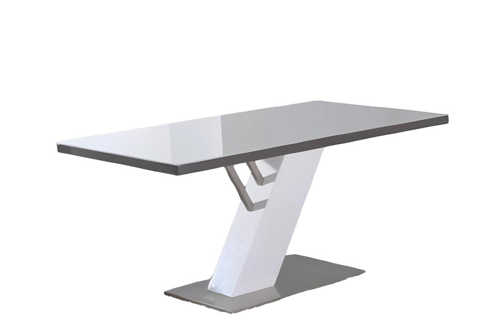 63" White and Silver Wood and Metal Pedestal Base Dining Table HomeRoots