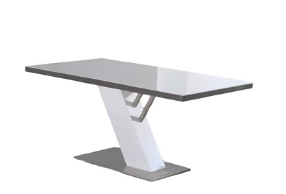 63" White and Silver Wood and Metal Pedestal Base Dining Table HomeRoots