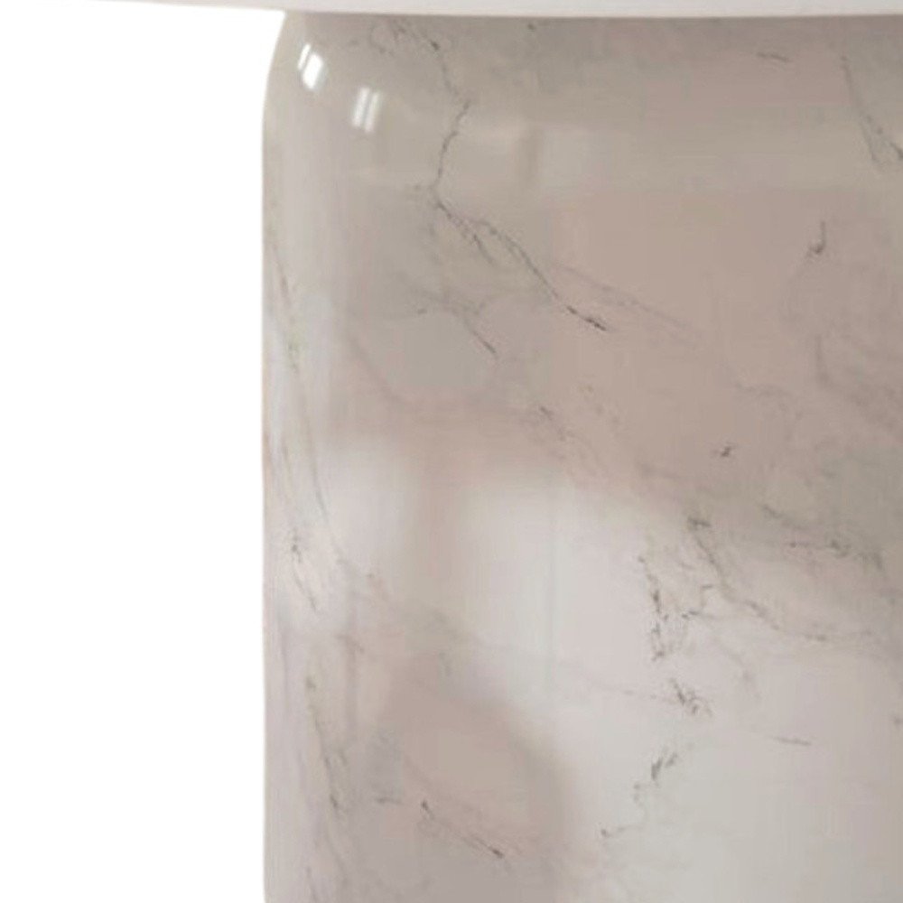 60" Gray and White Marble Pedestal Base Round Top Dining Table HomeRoots