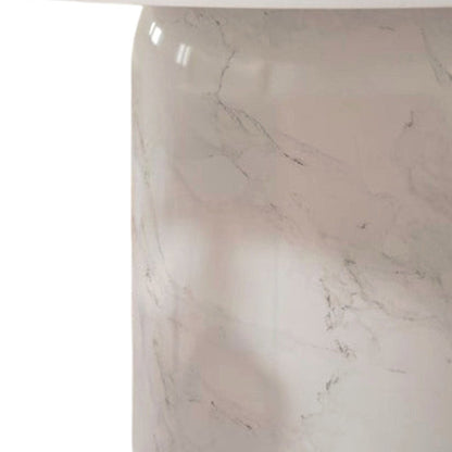 60" Gray and White Marble Pedestal Base Round Top Dining Table HomeRoots