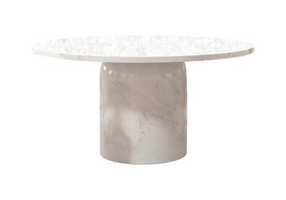 60" Gray and White Marble Pedestal Base Round Top Dining Table HomeRoots