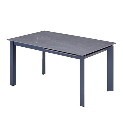 55" Gray Ceramic and Metal Self-Storing Leaf Extendable Dining Table HomeRoots