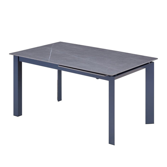 55" Gray Ceramic and Metal Self-Storing Leaf Extendable Dining Table HomeRoots