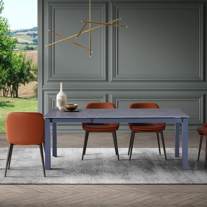 55" Gray Ceramic and Metal Self-Storing Leaf Extendable Dining Table HomeRoots