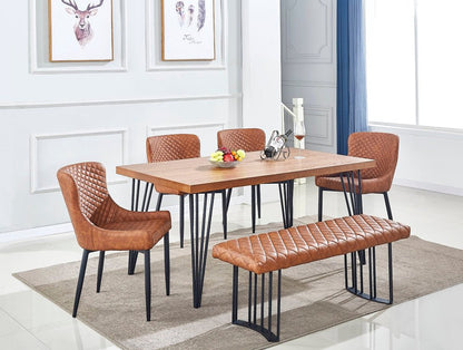 63" Brown and Black Wood And Metal Dining Table HomeRoots