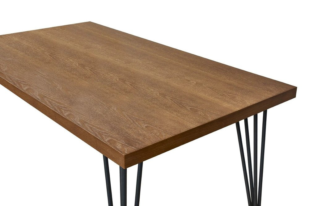 63" Brown and Black Wood And Metal Dining Table HomeRoots
