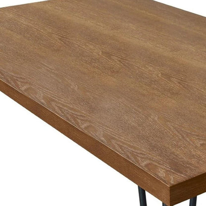 63" Brown and Black Wood And Metal Dining Table HomeRoots