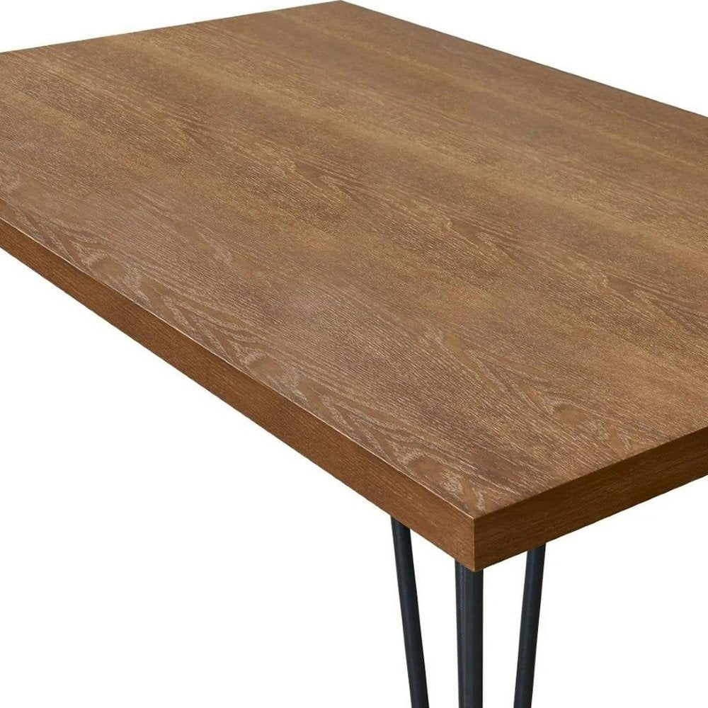 63" Brown and Black Wood And Metal Dining Table HomeRoots
