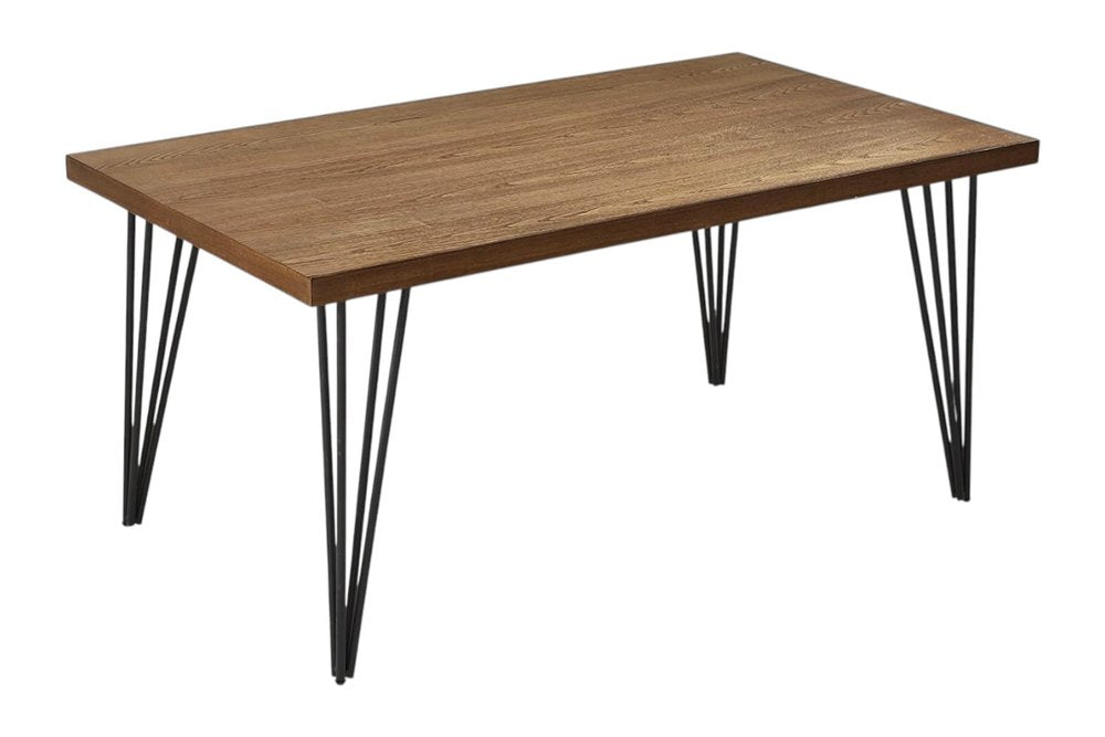 63" Brown and Black Wood And Metal Dining Table HomeRoots