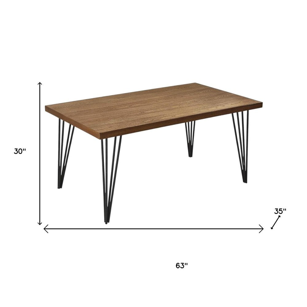 63" Brown and Black Wood And Metal Dining Table HomeRoots