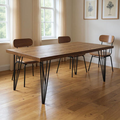 63" Brown and Black Wood And Metal Dining Table HomeRoots