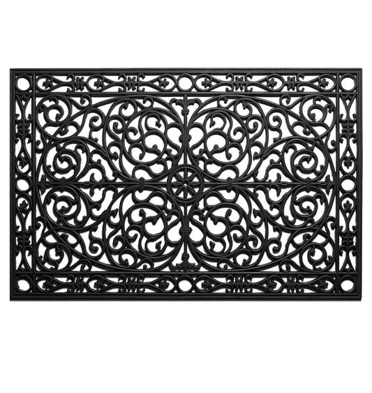 24" X 48" Black Scrollwork Outdoor Rubber Door Mat HomeRoots