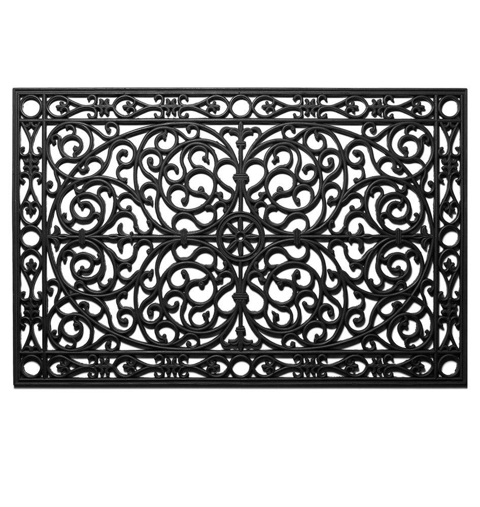 24" X 36" Black Rubber Scrollwork Outdoor Door Mat HomeRoots