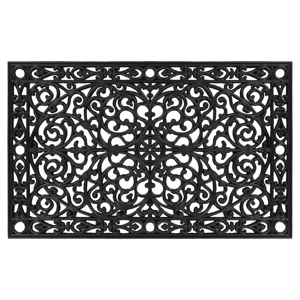 30" X 48" Black Rubber Scrollwork Outdoor Door Mat HomeRoots