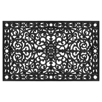 30" X 48" Black Rubber Scrollwork Outdoor Door Mat HomeRoots