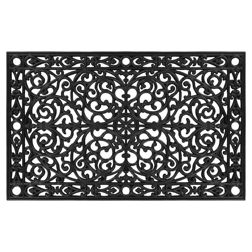 30" X 48" Black Rubber Scrollwork Outdoor Door Mat HomeRoots