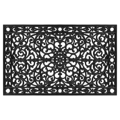 30" X 48" Black Rubber Scrollwork Outdoor Door Mat HomeRoots