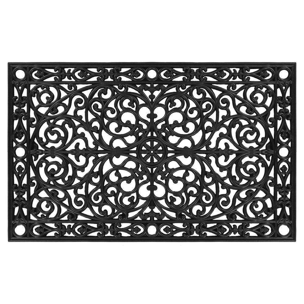 30" X 48" Black Rubber Scrollwork Outdoor Door Mat HomeRoots