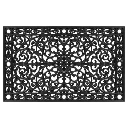 30" X 48" Black Rubber Scrollwork Outdoor Door Mat HomeRoots