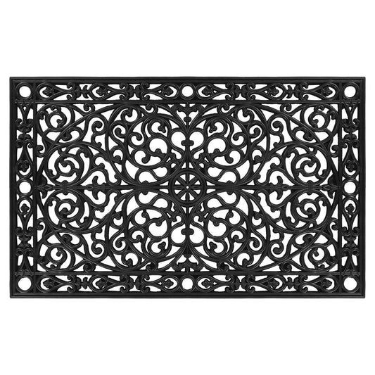 30" X 48" Black Rubber Scrollwork Outdoor Door Mat HomeRoots