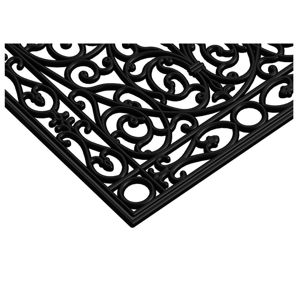 30" X 48" Black Rubber Scrollwork Outdoor Door Mat HomeRoots