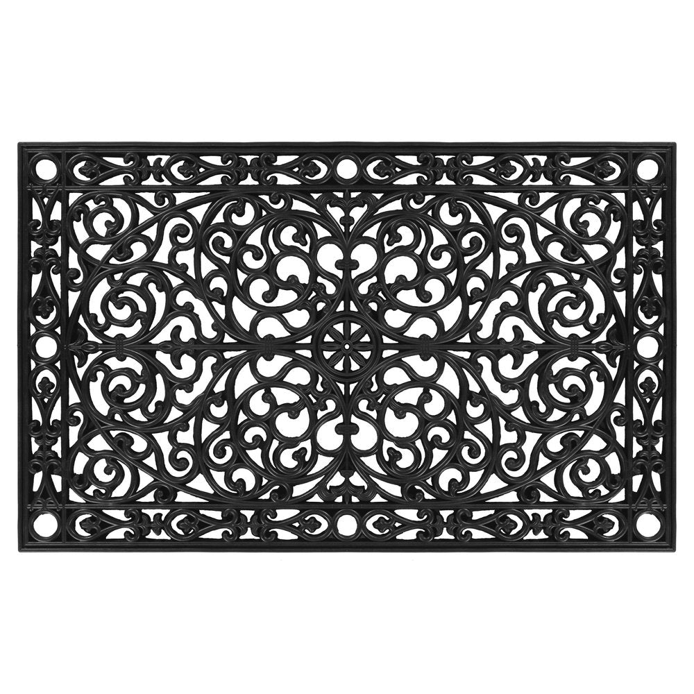 30" X 48" Black Rubber Scrollwork Outdoor Door Mat HomeRoots
