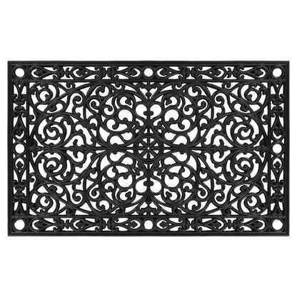30" X 48" Black Rubber Scrollwork Outdoor Door Mat HomeRoots