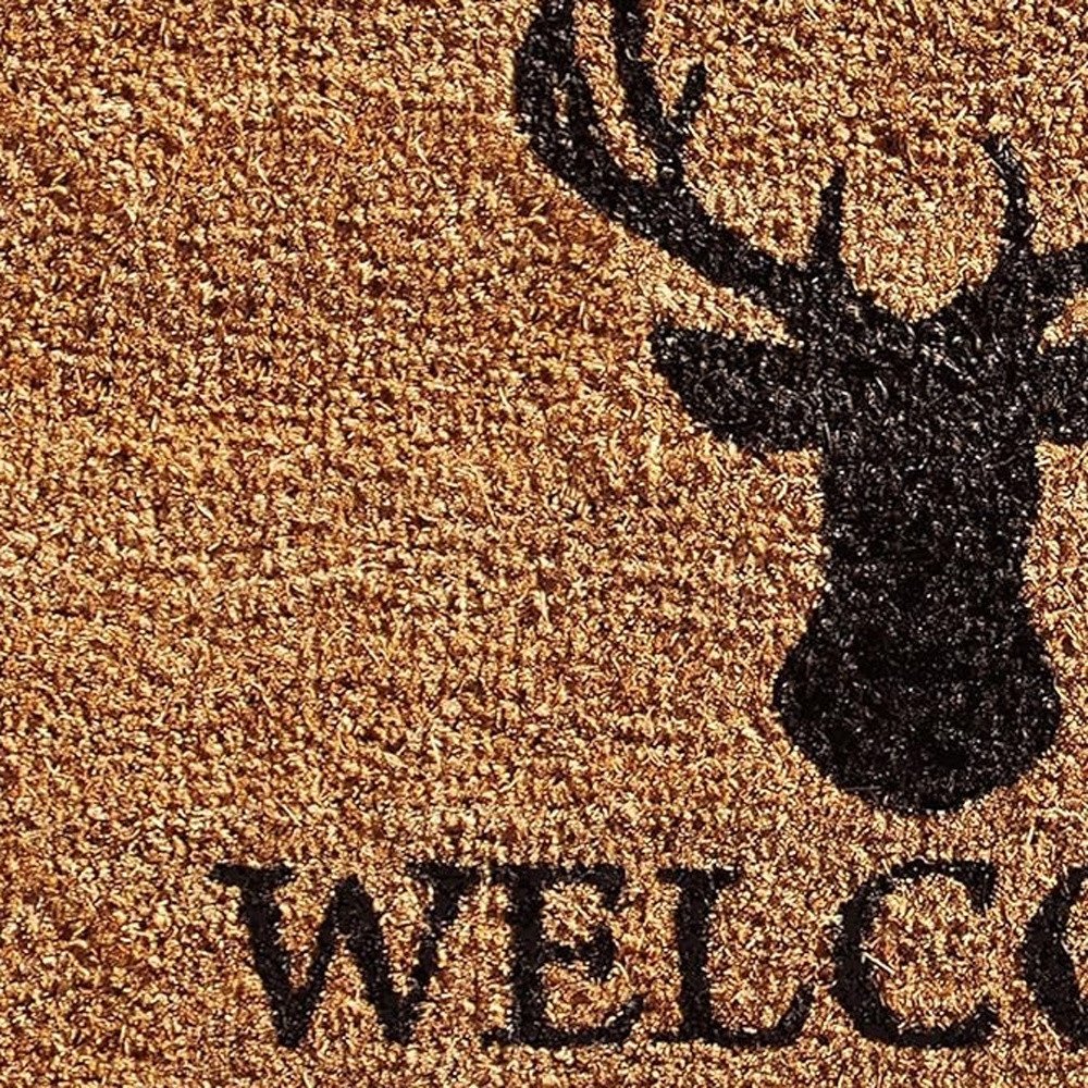 24" X 36" Natural and Black Coir Stag Welcome Outdoor Door Mat HomeRoots