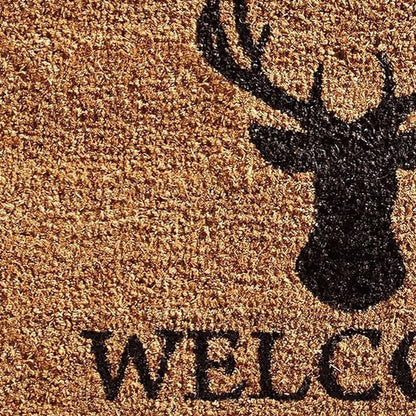 24" X 36" Natural and Black Coir Stag Welcome Outdoor Door Mat HomeRoots
