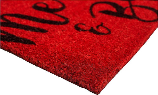 24" X 36" Red and Black Coir Merry and Bright Outdoor Christmas Door Mat HomeRoots