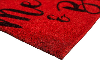 24" X 36" Red and Black Coir Merry and Bright Outdoor Christmas Door Mat HomeRoots