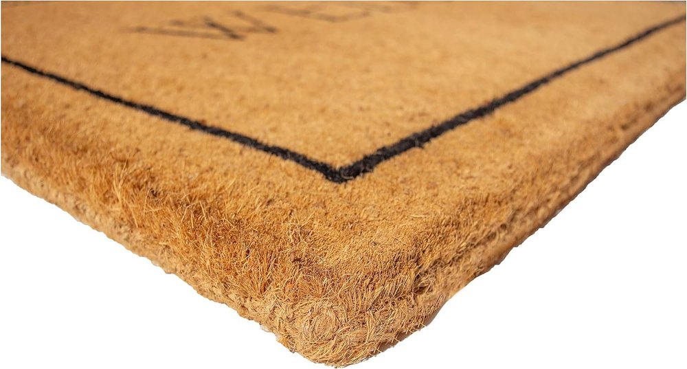 24" X 36" Natural and Black Coir Welcome Outdoor Door Mat HomeRoots