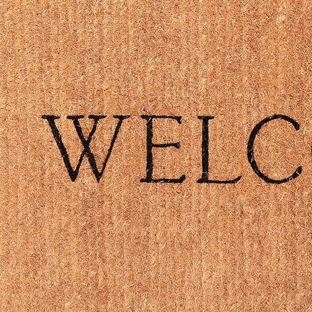 24" X 36" Natural and Black Coir Welcome Outdoor Door Mat HomeRoots