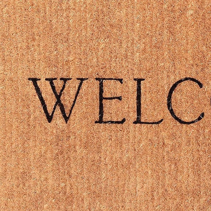 24" X 36" Natural and Black Coir Welcome Outdoor Door Mat HomeRoots