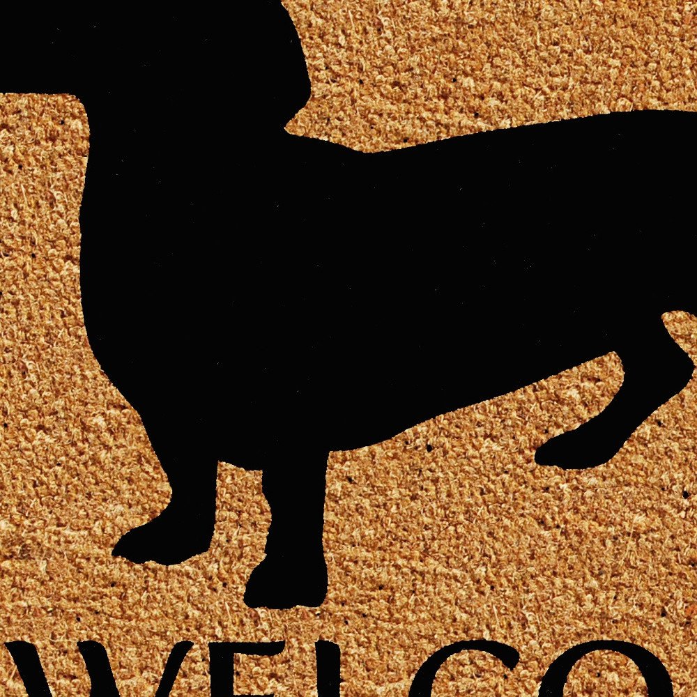 17" X 29" Natural and Black Coir Dachshund Welcome Outdoor Door Mat HomeRoots