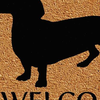 17" X 29" Natural and Black Coir Dachshund Welcome Outdoor Door Mat HomeRoots