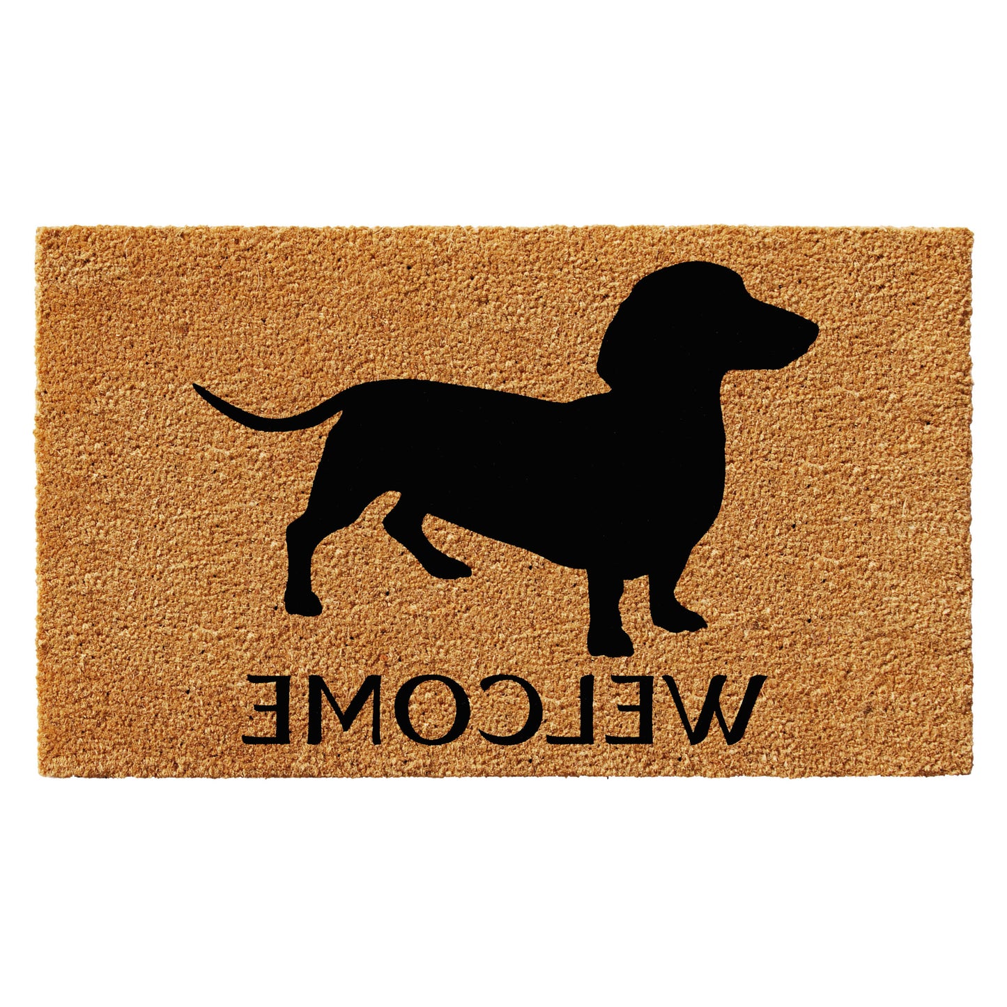 17" X 29" Natural and Black Coir Dachshund Welcome Outdoor Door Mat