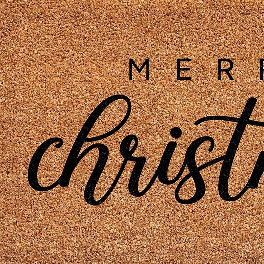 17" X 29" Natural and Black Coir Merry Christmas Outdoor Christmas Door Mat HomeRoots