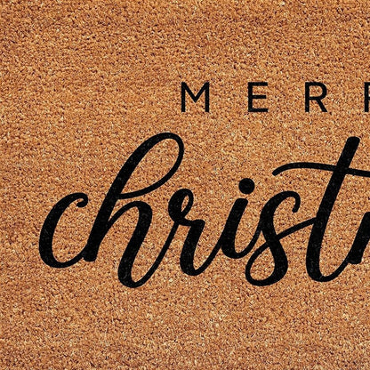 17" X 29" Natural and Black Coir Merry Christmas Outdoor Christmas Door Mat HomeRoots