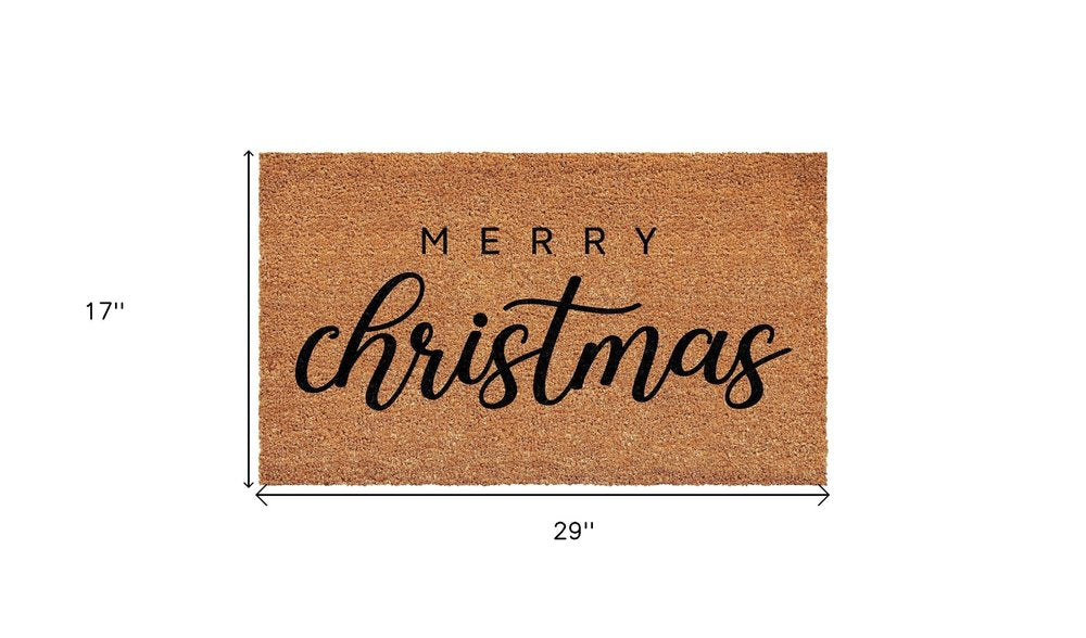 17" X 29" Natural and Black Coir Merry Christmas Outdoor Christmas Door Mat HomeRoots