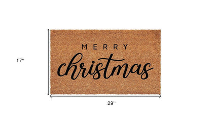 17" X 29" Natural and Black Coir Merry Christmas Outdoor Christmas Door Mat HomeRoots