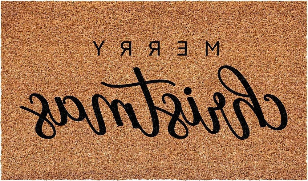 17" X 29" Natural and Black Coir Merry Christmas Outdoor Christmas Door Mat HomeRoots