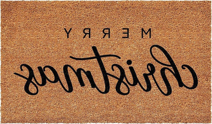 17" X 29" Natural and Black Coir Merry Christmas Outdoor Christmas Door Mat HomeRoots
