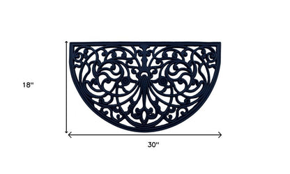 18" X 30" Black Rubber Scrollwork Welcome Outdoor Semi Circle Door Mat HomeRoots