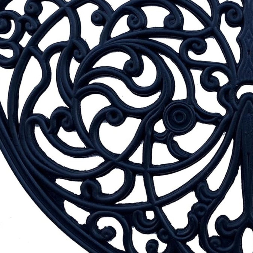 18" X 30" Black Rubber Scrollwork Welcome Outdoor Semi Circle Door Mat HomeRoots